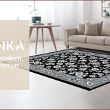 Ultra Soft Area Rug, Non Slip, Stain Resistant, Washable Area Rugs for Living Room, Bedroom, Reversible Floral Black Outdoor RV Camping Mat(Black)