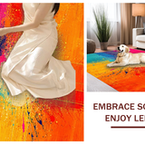 Ultra Soft Area Rug, Non Slip, Stain Resistant, Washable Area Rugs for Living Room, Bedroom, Vibrant Contemporary Splash Aesthetic(Orange)