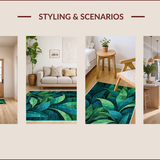 Ultra Soft Area Rug, Non Slip, Stain Resistant, Washable Area Rugs for Living Room, Bedroom, Tropical Plant-Inspired Washable Bathroom Floor Mat(Green)