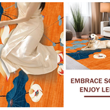 Ultra Soft Area Rug, Non Slip, Stain Resistant, Washable Area Rugs for Living Room, Bedroom, Artistic Multihued Nature Theme(Orange)