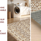 Ultra Soft Area Rug, Non Slip, Stain Resistant, Washable Area Rugs for Living Room, Bedroom, Artful Abstract Rustic Design(Brown)