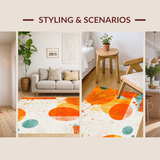 Ultra Soft Area Rug, Non Slip, Stain Resistant, Washable Area Rugs for Living Room, Bedroom, Striking Retro Artistic Expression(Orange)