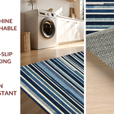 Ultra Soft Area Rug, Non Slip, Stain Resistant, Washable Area Rugs for Living Room, Bedroom, Raven & Dove Stripe Woven Rug, Versatile Entryway Floor Carpet(Blue)