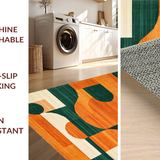 Ultra Soft Area Rug, Non Slip, Stain Resistant, Washable Area Rugs for Living Room, Bedroom, Playful Contemporary Geometric Fusion(Orange)