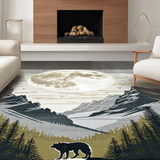 Ultra Soft Area Rug, Non Slip, Stain Resistant, Washable Area Rugs for Living Room, Bedroom, Stylish Abstract Wolf Aesthetic(Gray)