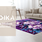 Ultra Soft Area Rug, Non Slip, Stain Resistant, Washable Area Rugs for Living Room, Bedroom, Chic Contemporary Floral Touch(Purple)
