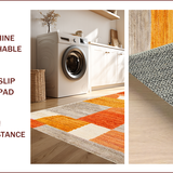 Ultra Soft Area Rug, Non Slip, Stain Resistant, Washable Area Rugs for Living Room, Bedroom, Abstract Half Moon Boho Bedroom Non Slip Rug(Orange)