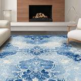 Ultra Soft Area Rug, Non Slip, Stain Resistant, Washable Area Rugs for Living Room, Bedroom, Adorable Non Slip Shower Carpet With Dreamy Bow And Scalloped Edges(Blue)