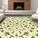 Ultra Soft Area Rug, Non Slip, Stain Resistant, Washable Area Rugs for Living Room, Bedroom, Chic Vibrant Botanical Arrangement(Ivory)