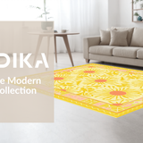 Ultra Soft Area Rug, Non Slip, Stain Resistant, Washable Area Rugs for Living Room, Bedroom, Charming Modern Abstract Whirl(Yellow)