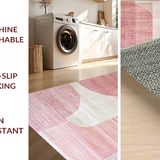 Ultra Soft Area Rug, Non Slip, Stain Resistant, Washable Area Rugs for Living Room, Bedroom, Designer Ribbon Bow Silhouette Rug with Modern Aesthetic Pattern Elements(Pink)