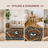 Ultra Soft Area Rug, Non Slip, Stain Resistant, Washable Area Rugs for Living Room, Bedroom, Artistic Evil Eye Symbolism(Brown)