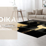 Ultra Soft Area Rug, Non Slip, Stain Resistant, Washable Area Rugs for Living Room, Bedroom, Chic Black and Gold Fusion(Gold)
