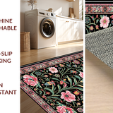 Ultra Soft Area Rug, Non Slip, Stain Resistant, Washable Area Rugs for Living Room, Bedroom, Vibrant Insect Floral Arrangement(Black)