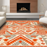 Ultra Soft Area Rug, Non Slip, Stain Resistant, Washable Area Rugs for Living Room, Bedroom, Artistic Southwestern Textured Design(Orange)