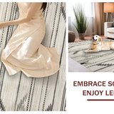 Ultra Soft Area Rug, Non Slip, Stain Resistant, Washable Area Rugs for Living Room, Bedroom, Stylish Neutral Abstract Elements(White)