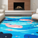 Ultra Soft Area Rug, Non Slip, Stain Resistant, Washable Area Rugs for Living Room, Bedroom, Charming Aquatic Fantasy Aesthetic(Blue)