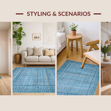 Ultra Soft Area Rug, Non Slip, Stain Resistant, Washable Area Rugs for Living Room, Bedroom, Sky Bow Accent Rug: Scalloped Design, Stylish Floor Covering(Blue)