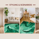 Ultra Soft Area Rug, Non Slip, Stain Resistant, Washable Area Rugs for Living Room, Bedroom, Whimsical Colorful Shag Pattern(Green)
