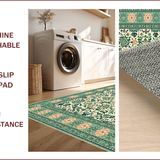 Ultra Soft Area Rug, Non Slip, Stain Resistant, Washable Area Rugs for Living Room, Bedroom, Ornate Olive Meditation Space Washable Rug(Ivory)