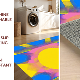 Ultra Soft Area Rug, Non Slip, Stain Resistant, Washable Area Rugs for Living Room, Bedroom, Elegant Multicolored Artful Layout(Yellow)
