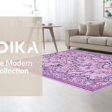 Ultra Soft Area Rug, Non Slip, Stain Resistant, Washable Area Rugs for Living Room, Bedroom, Elegant Vintage Blossom Design(Purple)