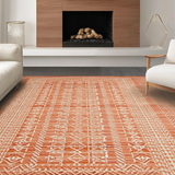 Ultra Soft Area Rug, Non Slip, Stain Resistant, Washable Area Rugs for Living Room, Bedroom, Artistic Textured Rustic Appeal(Orange)