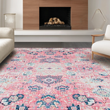Ultra Soft Area Rug, Non Slip, Stain Resistant, Washable Area Rugs for Living Room, Bedroom, Modern Chic Abstract Motif(Pink)