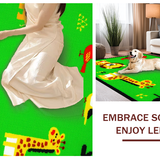 Ultra Soft Area Rug, Non Slip, Stain Resistant, Washable Area Rugs for Living Room, Bedroom, Playful Animal Alphabetic Pattern(Green)