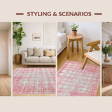 Ultra Soft Area Rug, Non Slip, Stain Resistant, Washable Area Rugs for Living Room, Bedroom, Uno Reverse Pink Bow Rug: Playful Loop Design Carpet for Home(Pink)