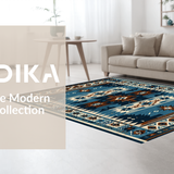 Ultra Soft Area Rug, Non Slip, Stain Resistant, Washable Area Rugs for Living Room, Bedroom, Rustic Geometric Tribal Elegance(Blue)