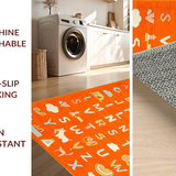Ultra Soft Area Rug, Non Slip, Stain Resistant, Washable Area Rugs for Living Room, Bedroom, Brightly Designed Interactive Element(Orange)
