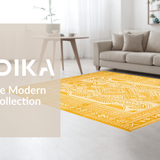 Ultra Soft Area Rug, Non Slip, Stain Resistant, Washable Area Rugs for Living Room, Bedroom, Unique Curved Patterned Rug(Yellow)