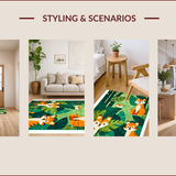 Ultra Soft Area Rug, Non Slip, Stain Resistant, Washable Area Rugs for Living Room, Bedroom, Vibrant Playful Safari Theme(Green)