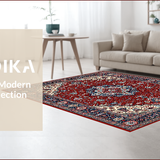 Ultra Soft Area Rug, Non Slip, Stain Resistant, Washable Area Rugs for Living Room, Bedroom, Luxurious Ornate Patterned Accent(Red)