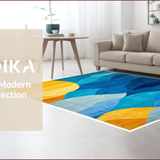Ultra Soft Area Rug, Non Slip, Stain Resistant, Washable Area Rugs for Living Room, Bedroom, Dynamic Color-Blocked Modern Aesthetic(Blue)