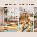 Ultra Soft Area Rug, Non Slip, Stain Resistant, Washable Area Rugs for Living Room, Bedroom, Bright Ocean Wave Inspired Rug(Orange)