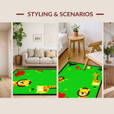 Ultra Soft Area Rug, Non Slip, Stain Resistant, Washable Area Rugs for Living Room, Bedroom, Playful Animal Alphabetic Pattern(Green)