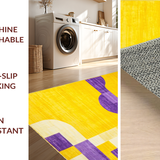 Ultra Soft Area Rug, Non Slip, Stain Resistant, Washable Area Rugs for Living Room, Bedroom, Happy Artistic Textured Style(Yellow)