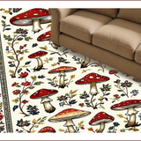 Ultra Soft Area Rug, Non Slip, Stain Resistant, Washable Area Rugs for Living Room, Bedroom, Charming Earthy Mushroom Aesthetic(White)