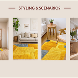 Ultra Soft Area Rug, Non Slip, Stain Resistant, Washable Area Rugs for Living Room, Bedroom, Geometric Contemporary Bedroom Soft Area Carpet(Yellow)