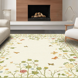 Ultra Soft Area Rug, Non Slip, Stain Resistant, Washable Area Rugs for Living Room, Bedroom, Elegant Earthy Insect Patterned Design(Ivory)