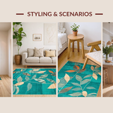 Ultra Soft Area Rug, Non Slip, Stain Resistant, Washable Area Rugs for Living Room, Bedroom, Rustic Textured Botanical Theme(Green)