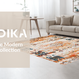 Ultra Soft Area Rug, Non Slip, Stain Resistant, Washable Area Rugs for Living Room, Bedroom, Rustic Textured Floral Arrangement(Orange)