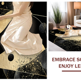 Ultra Soft Area Rug, Non Slip, Stain Resistant, Washable Area Rugs for Living Room, Bedroom, Sophisticated Modern Art Inspired Style(Gold)