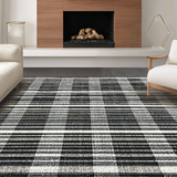 Ultra Soft Area Rug, Non Slip, Stain Resistant, Washable Area Rugs for Living Room, Bedroom, Welcoming Striped Front Door Rug for Modern Farmhouse Aesthetic(Black)
