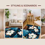 Ultra Soft Area Rug, Non Slip, Stain Resistant, Washable Area Rugs for Living Room, Bedroom, Eye-Catching Botanical Artistry(White)