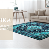 Ultra Soft Area Rug, Non Slip, Stain Resistant, Washable Area Rugs for Living Room, Bedroom, Rustic Teal and Navy Lattice(Blue)