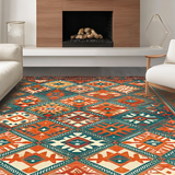Ultra Soft Area Rug, Non Slip, Stain Resistant, Washable Area Rugs for Living Room, Bedroom, Sophisticated Ethnic Patterned Charm(Orange)