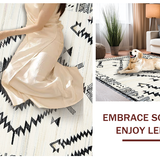 Ultra Soft Area Rug, Non Slip, Stain Resistant, Washable Area Rugs for Living Room, Bedroom, Elegant Symmetrical Monochrome Design(White)